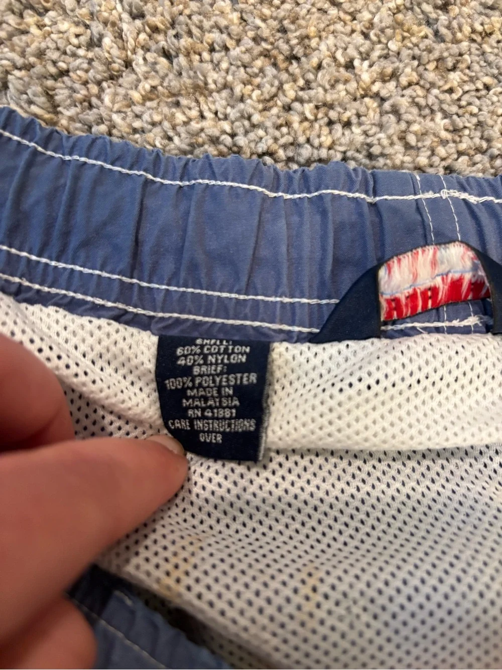 Vintage Polo Sport Ralph Lauren Swim Trunks Striped Blue Yellow Drawstring Large